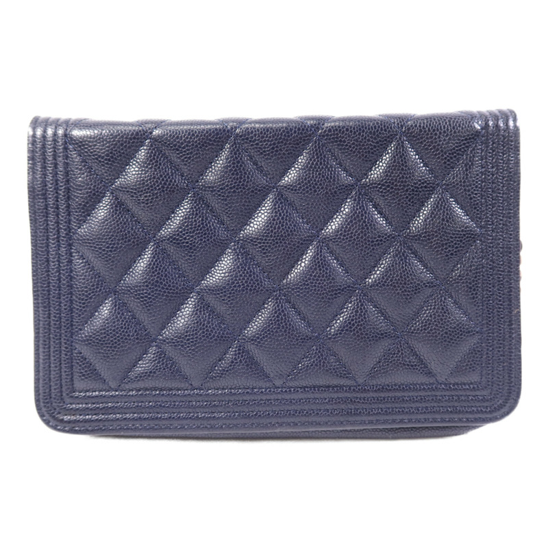 CHANEL 牛皮皮革Boy Woc金扣鏈帶肩背袋-1