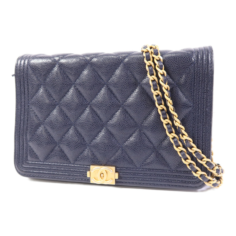 CHANEL 牛皮皮革Boy Woc金扣鏈帶肩背袋-2