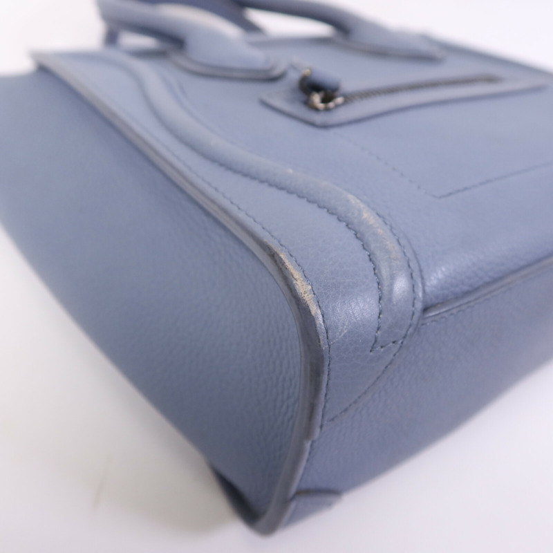 CELINE 牛皮皮革Nano Luggage銀扣手挽肩背兩用袋-9