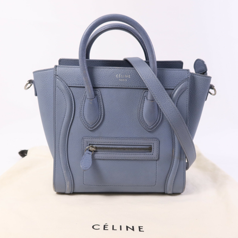 CELINE 牛皮皮革Nano Luggage銀扣手挽肩背兩用袋-13