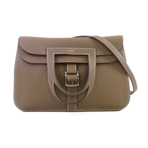 HERMES Clemence皮革Halzan 31銀扣手挽肩背兩用袋