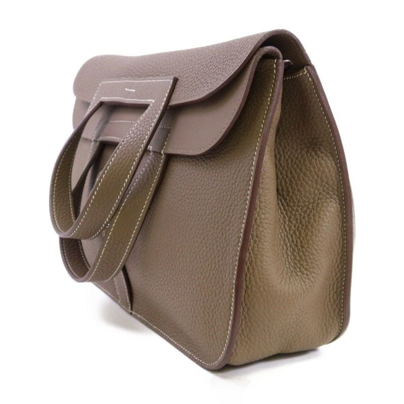 HERMES Clemence皮革Halzan 31銀扣手挽肩背兩用袋-2