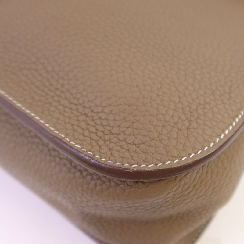 HERMES Clemence皮革Halzan 31銀扣手挽肩背兩用袋-6