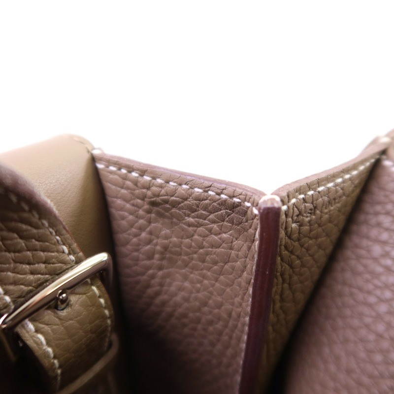 HERMES Clemence皮革Halzan 31銀扣手挽肩背兩用袋-12