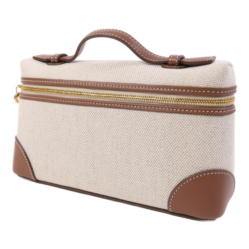 Loro Piana 帆布/牛皮皮革Extra Pocket L19金扣手挽肩背兩用袋-2