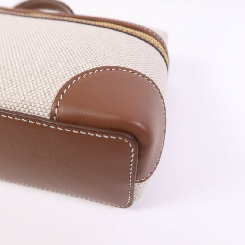 Loro Piana 帆布/牛皮皮革Extra Pocket L19金扣手挽肩背兩用袋-9