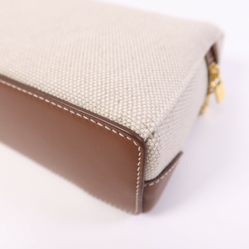 Loro Piana 帆布/牛皮皮革Extra Pocket L19金扣手挽肩背兩用袋-11