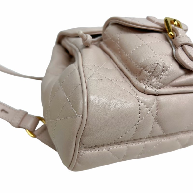 ［N388］Dior 迪奥 Montaigne Matelassé Mini 双肩包 粉色 金扣 女款 迷你款 羊皮-5