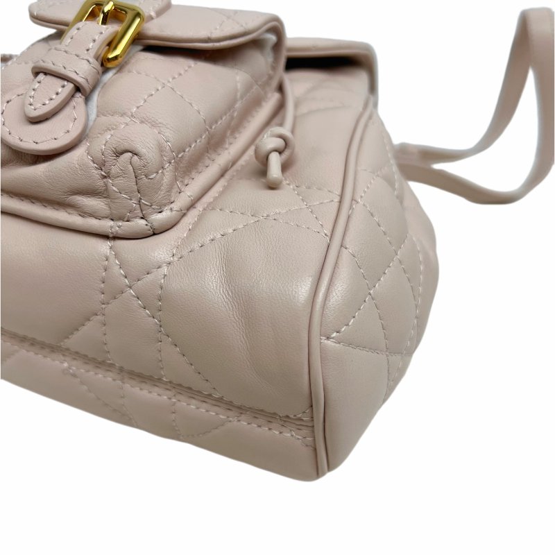 ［N388］Dior 迪奥 Montaigne Matelassé Mini 双肩包 粉色 金扣 女款 迷你款 羊皮-6