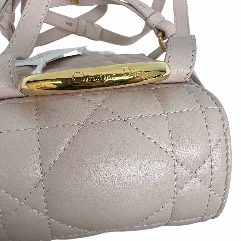 ［N388］Dior 迪奥 Montaigne Matelassé Mini 双肩包 粉色 金扣 女款 迷你款 羊皮-7