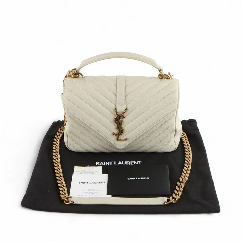 【包稅】SAINT LAURENT 雪佛龍學院中金(百貨公司收據)/32971--7