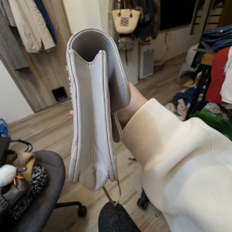 香奈兒 Chanel 手提 斜背 小廢包 淺灰 7成新-7