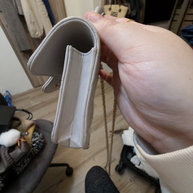 香奈兒 Chanel 手提 斜背 小廢包 淺灰 7成新-8