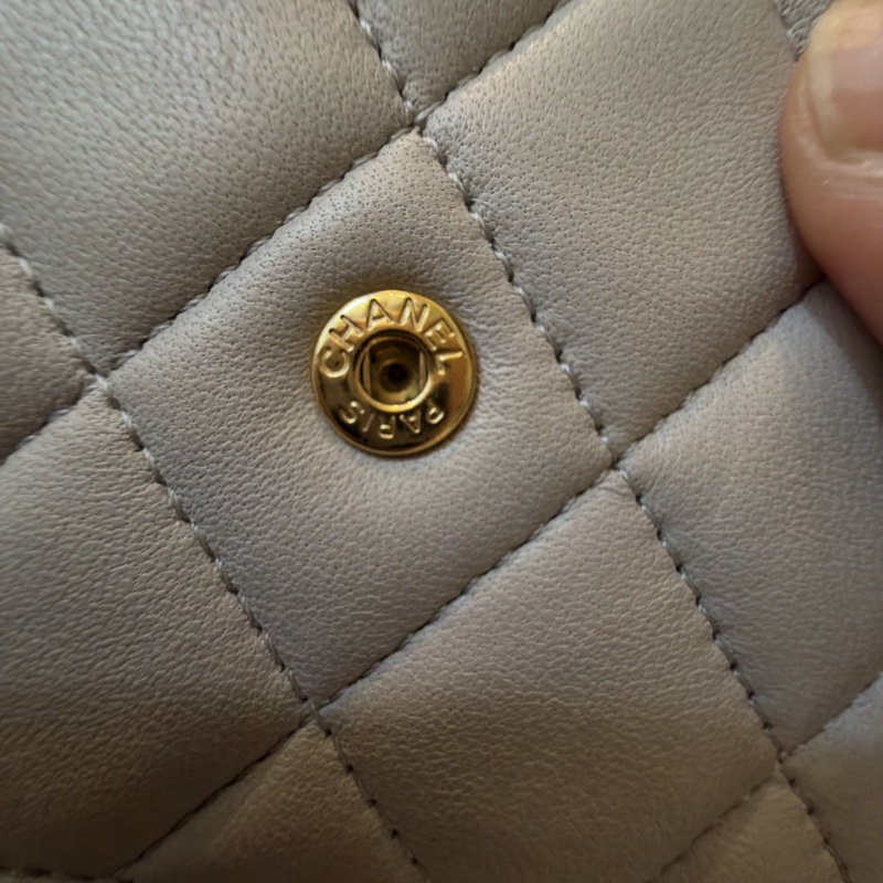 香奈兒 Chanel 手提 斜背 小廢包 淺灰 7成新-17