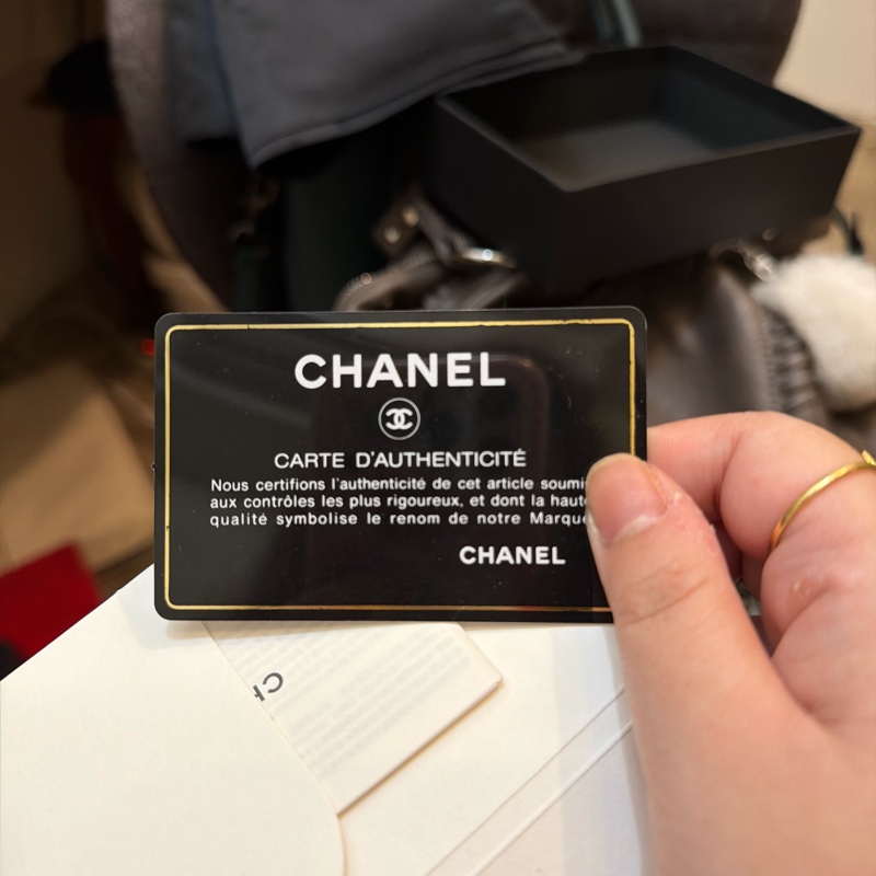 香奈兒 Chanel 手提 斜背 小廢包 淺灰 7成新-18