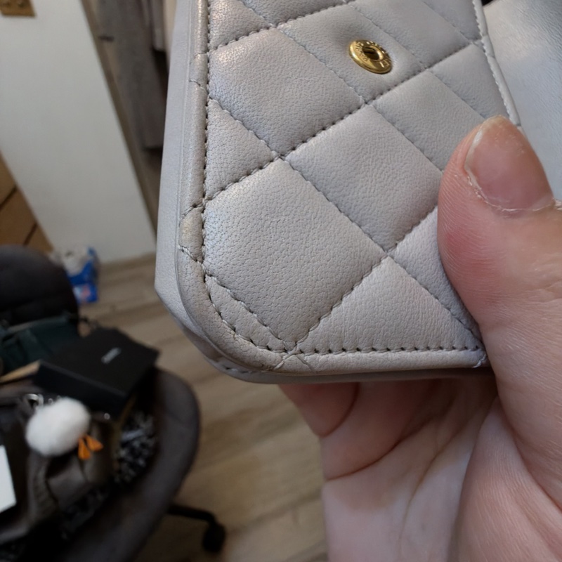 香奈兒 Chanel 手提 斜背 小廢包 淺灰 7成新-24