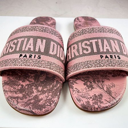 ＊奢華大道國際精品＊【D0279】DIOR 粉紫色刺繡叢林動物圖騰平底托鞋38號-1