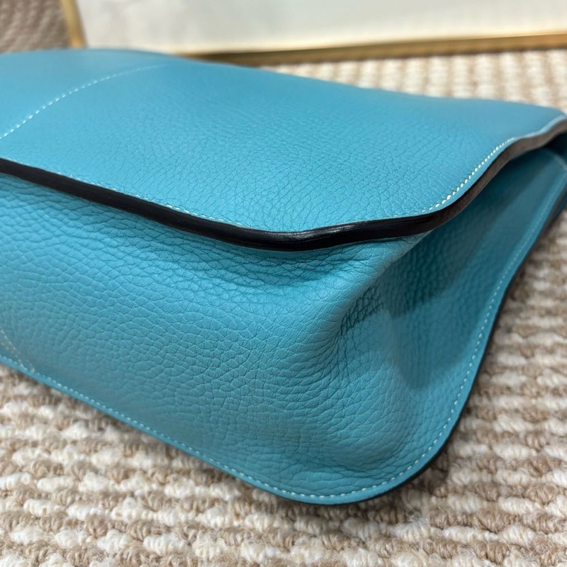 🌈Hermes🩵Halzan 31🩵馬卡龍藍色銀扣🌈99新🌟TC皮🌟愛馬仕🌟-6