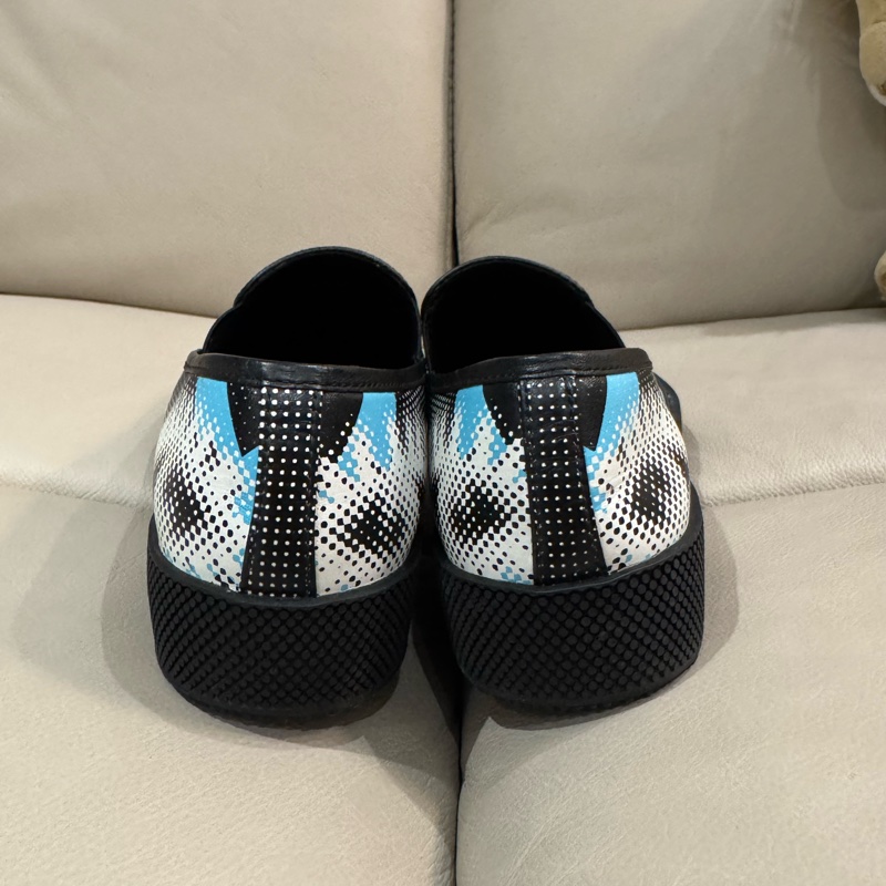 (已預留)Prada 普拉達 藍白圖紋黑皮鞋/36號/99新美品)-12