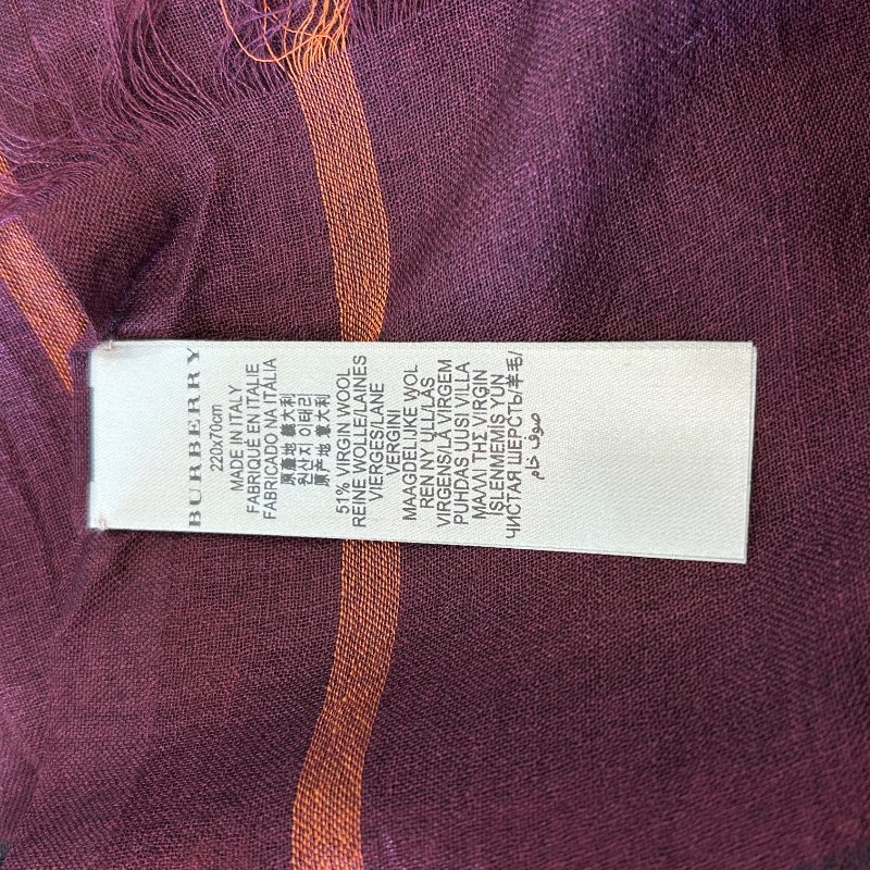 BURBERRY酒紅格紋薄圍巾-5