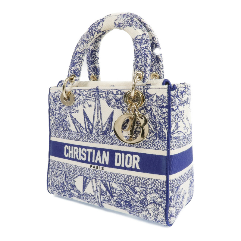 Dior 帆布Lady Dior金扣手挽肩背兩用袋-1