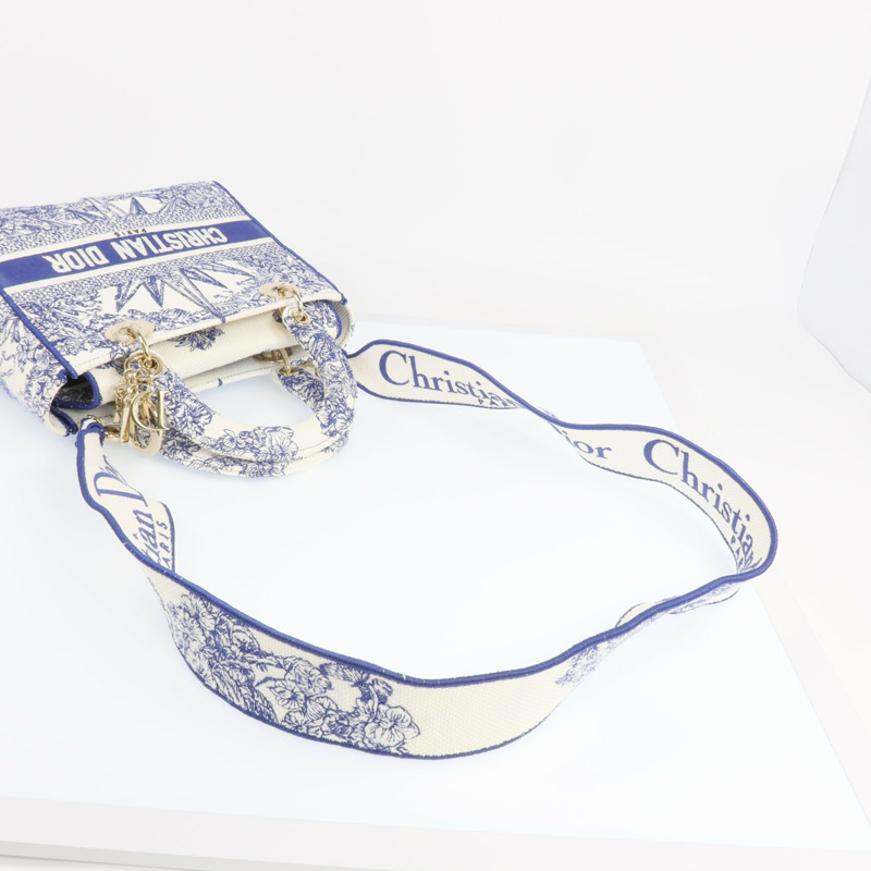Dior 帆布Lady Dior金扣手挽肩背兩用袋-7