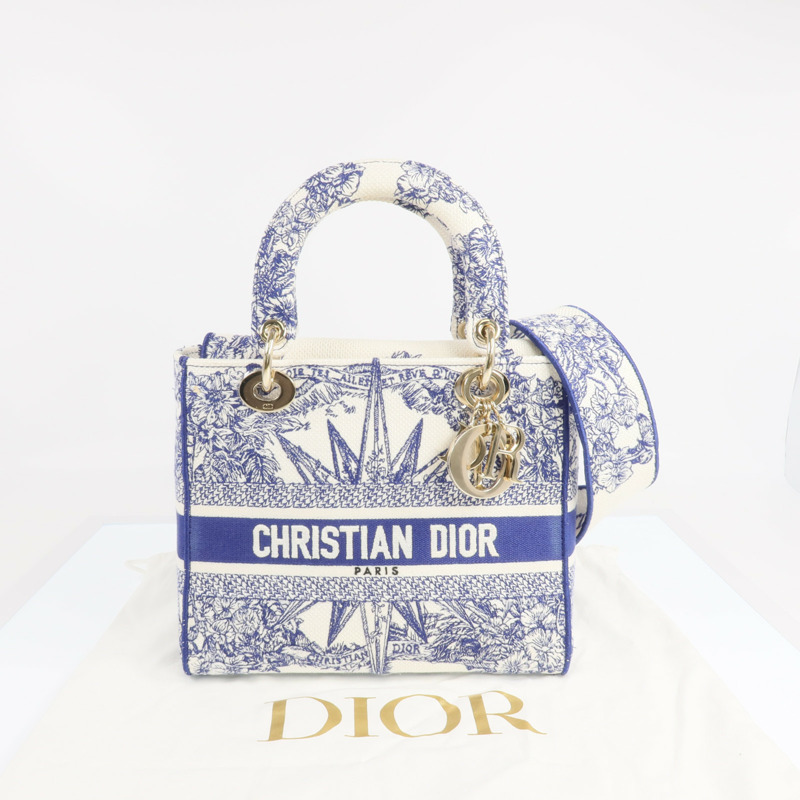 Dior 帆布Lady Dior金扣手挽肩背兩用袋-8