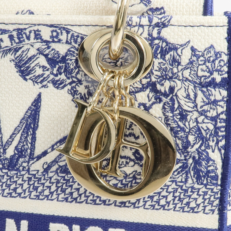 Dior 帆布Lady Dior金扣手挽肩背兩用袋-9