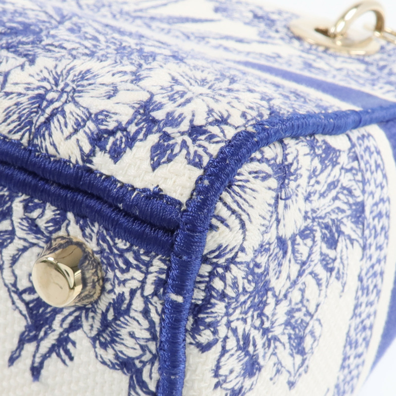 Dior 帆布Lady Dior金扣手挽肩背兩用袋-10