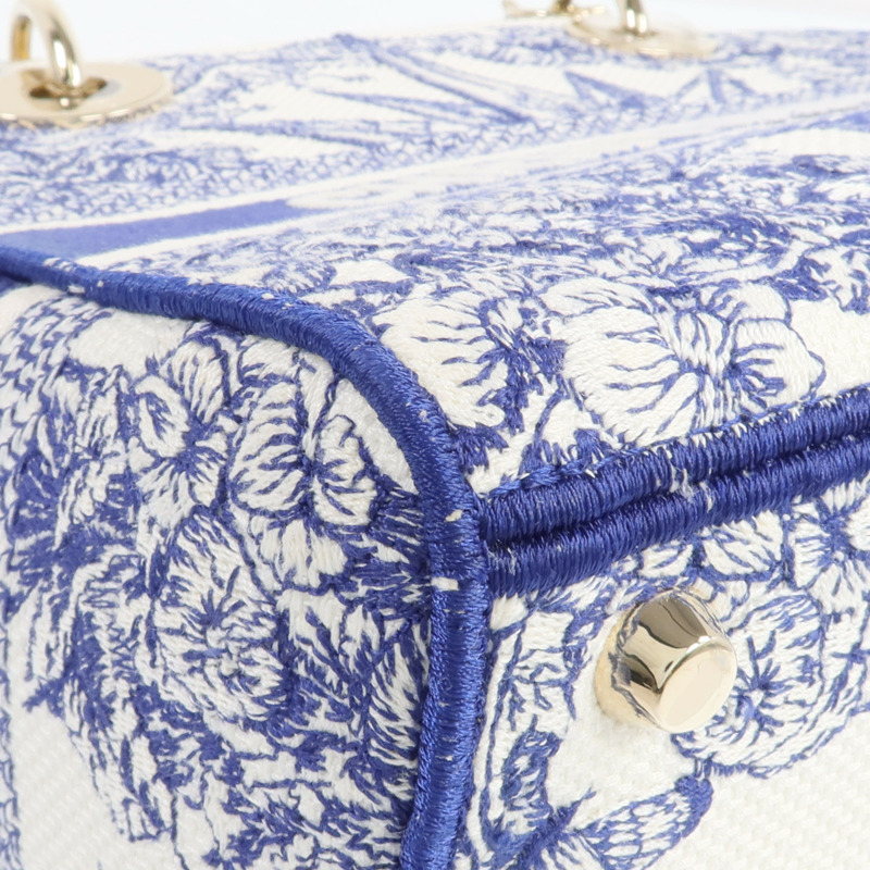 Dior 帆布Lady Dior金扣手挽肩背兩用袋-11