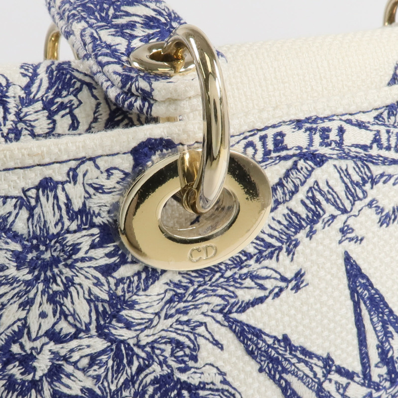 Dior 帆布Lady Dior金扣手挽肩背兩用袋-18