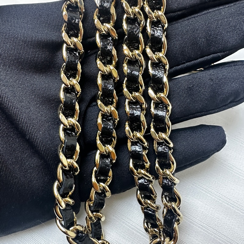 99新 香奈兒/Chanel 31 Mini Nano Bag 牛皮金扣橫版迷你購物袋手提斜背包 黑色駝色拼色21x3x13cm-7