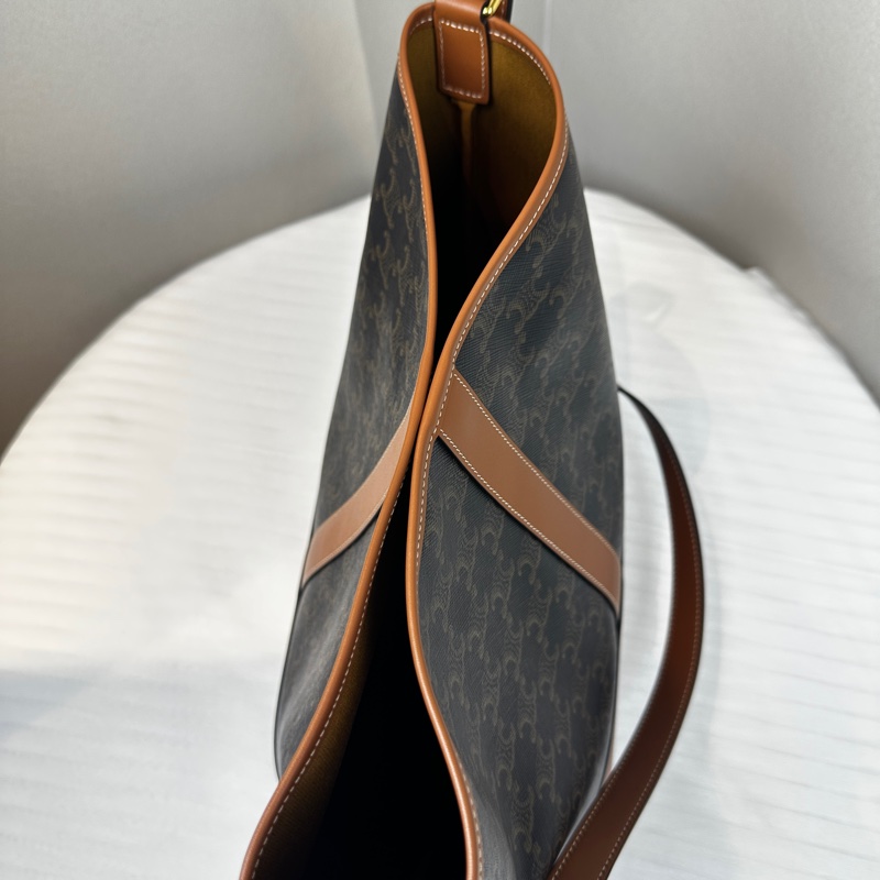 賽琳/Celine Triomphe Bucket 中號凱旋門經典老花棕色水桶包24x18x27cm-4