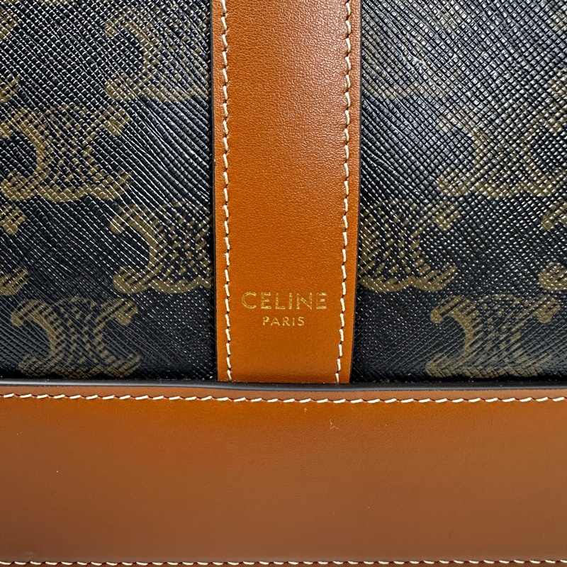 賽琳/Celine Triomphe Bucket 中號凱旋門經典老花棕色水桶包24x18x27cm-6