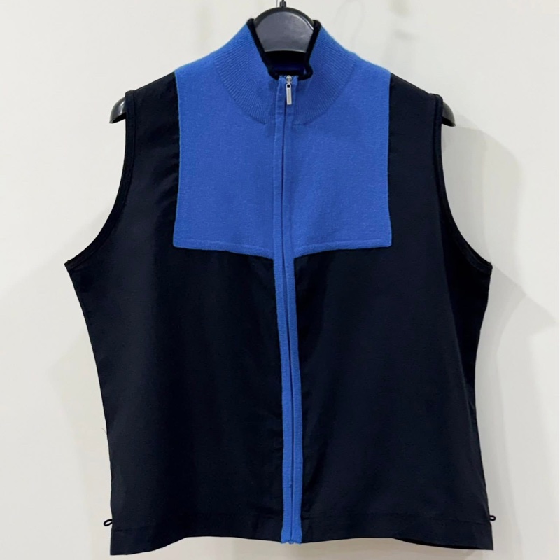 BURBERRY GOLF 羊毛混羊絨拼接薄背心-0