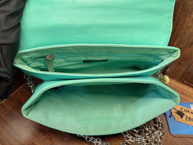 Chanel 2.55 綠松石色鏈條包-7