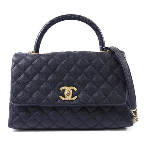 CHANEL 牛皮皮革CoCo Handle Medium金扣手挽肩背兩用袋