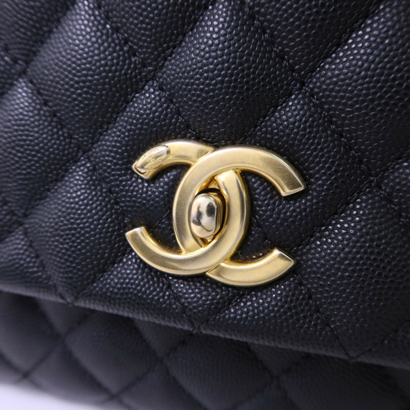 CHANEL 牛皮皮革CoCo Handle Medium金扣手挽肩背兩用袋-10