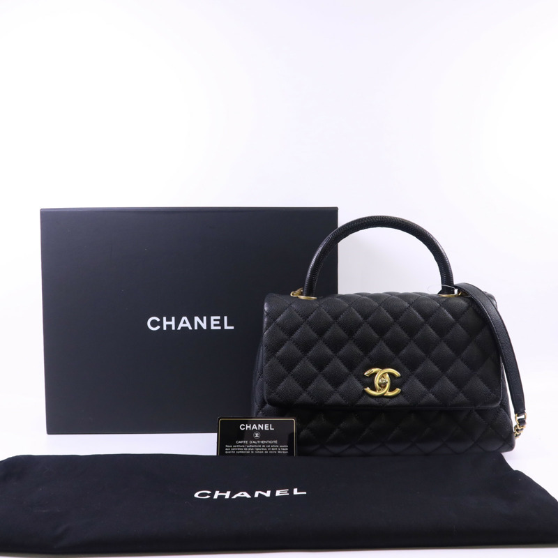 CHANEL 牛皮皮革CoCo Handle Medium金扣手挽肩背兩用袋-17