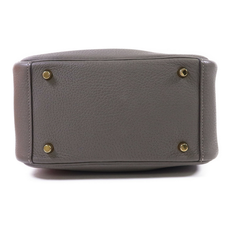 HERMES Clemence皮革Mini Lindy金扣手挽肩背兩用袋Gris Meyer-3