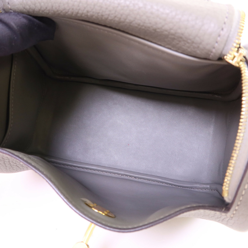 HERMES Clemence皮革Mini Lindy金扣手挽肩背兩用袋Gris Meyer-5
