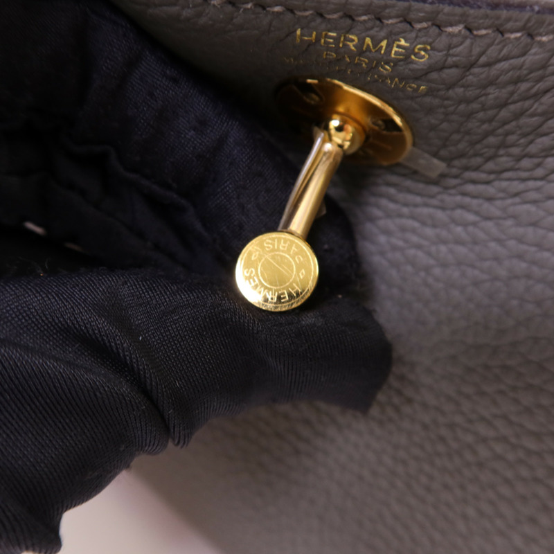 HERMES Clemence皮革Mini Lindy金扣手挽肩背兩用袋Gris Meyer-8