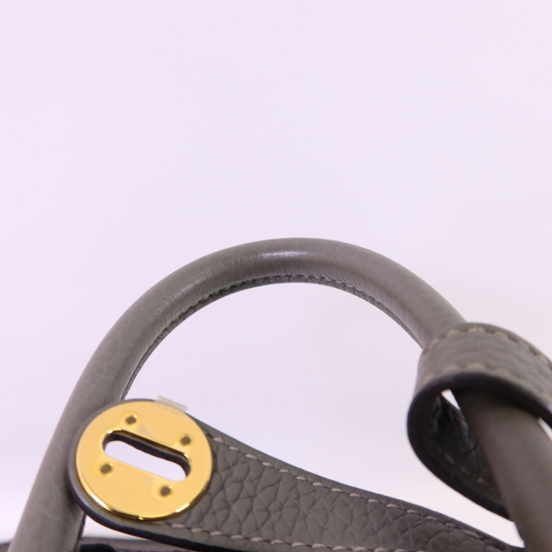 HERMES Clemence皮革Mini Lindy金扣手挽肩背兩用袋Gris Meyer-15