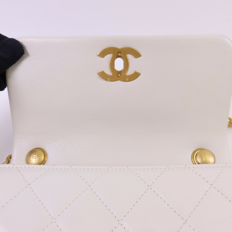 CHANEL 牛皮皮革Shoulder Bag金扣鏈帶肩背袋-17