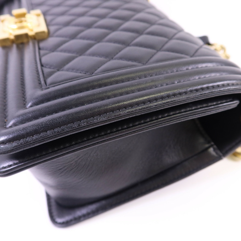 CHANEL 羊皮皮革Boy 25金扣鏈帶肩背袋-18