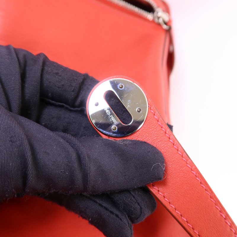 HERMES Evercolor皮革Lindy 30銀扣手挽肩背兩用袋-8