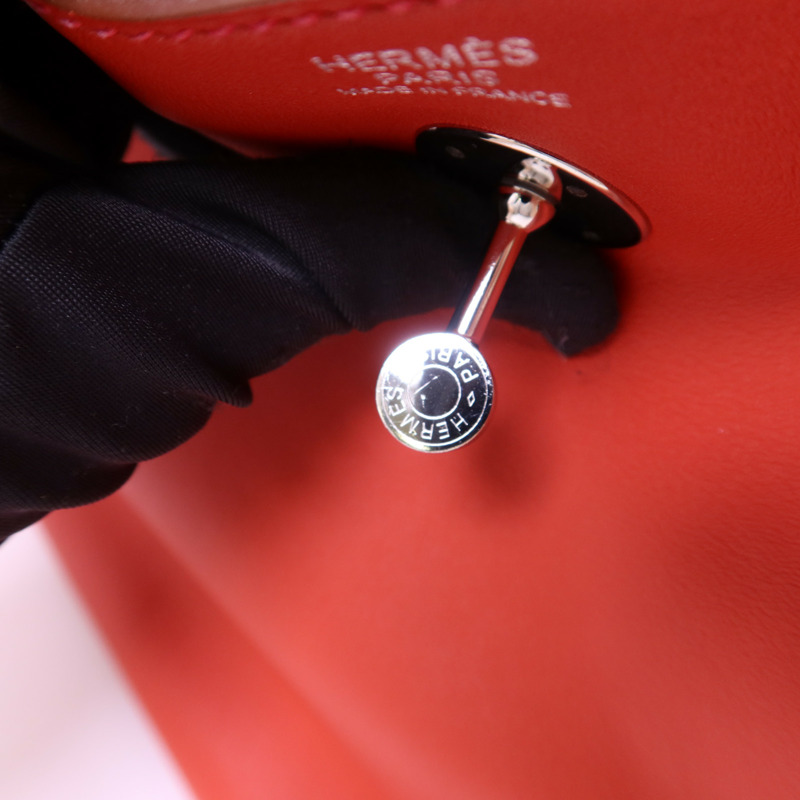 HERMES Evercolor皮革Lindy 30銀扣手挽肩背兩用袋-9