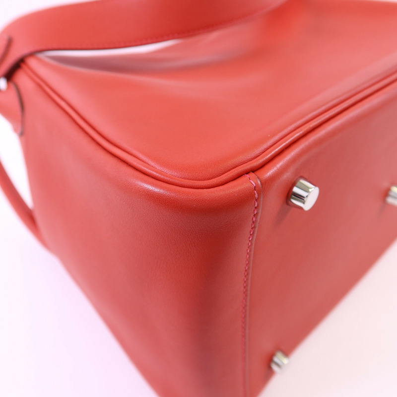 HERMES Evercolor皮革Lindy 30銀扣手挽肩背兩用袋-14
