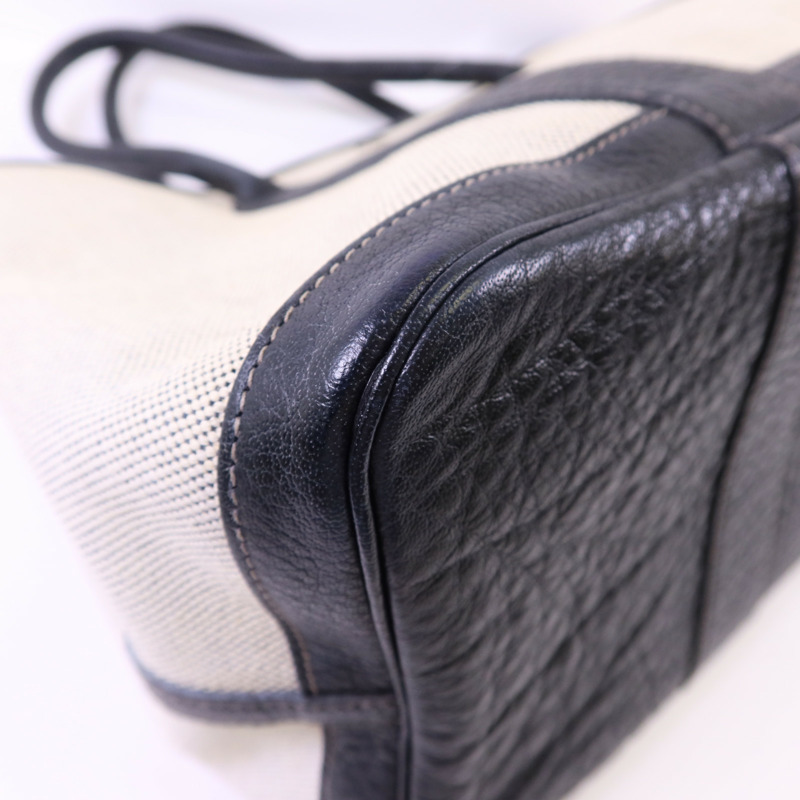 HERMES 帆布GardenParty PM銀扣手挽袋Noir-10