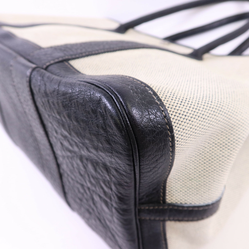 HERMES 帆布GardenParty PM銀扣手挽袋Noir-11